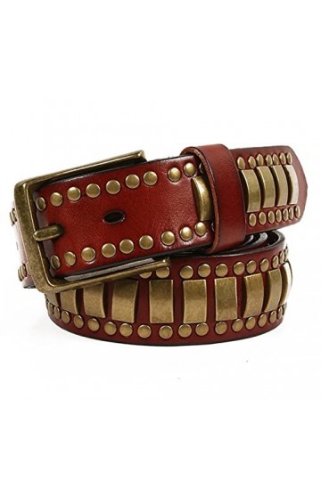 YUZZI Punk Rock Ceintures Motif géométrique for Hommes for Femmes Rivet clouté Ceintures première Couche de Peau de Vache Hip