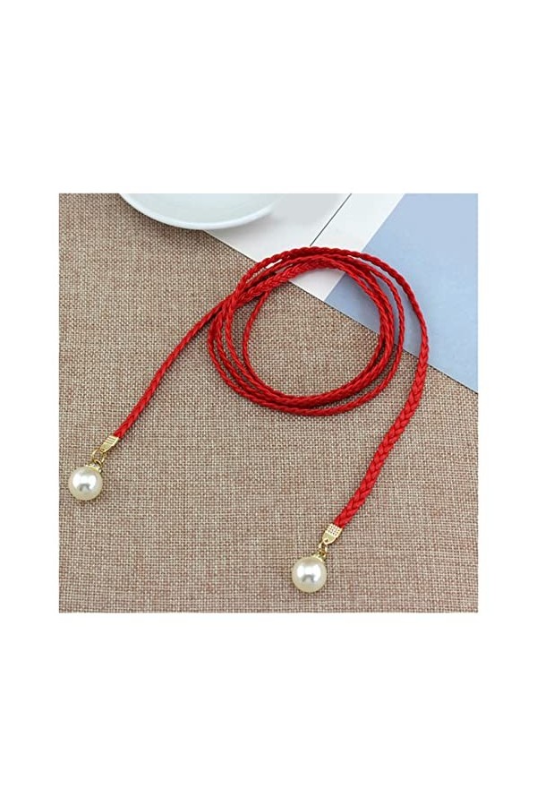 Ceinture en Cuir Mince Perle Taille élastique Ceintures Femme Robe Jupe Girles Ceinture Femme Couleur : G Size : One Size 