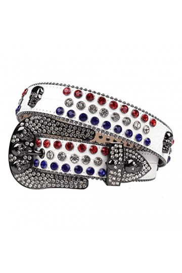 VIYASI Ceinture Femme, Ceintures de stratons de Strap en Diamant Ceinture cloutée Belt Length : 48 inch, Color : White Color