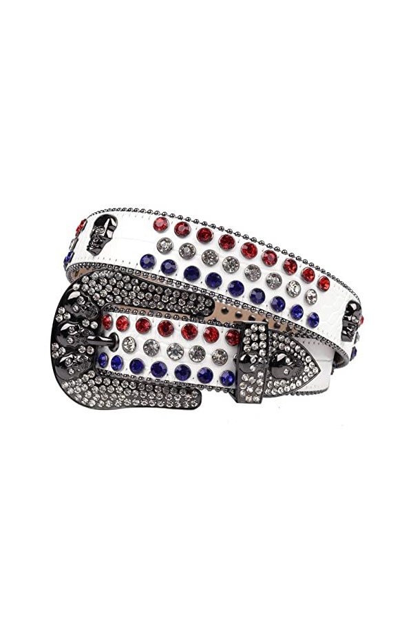 VIYASI Ceinture Femme, Ceintures de stratons de Strap en Diamant Ceinture cloutée Belt Length : 48 inch, Color : White Color