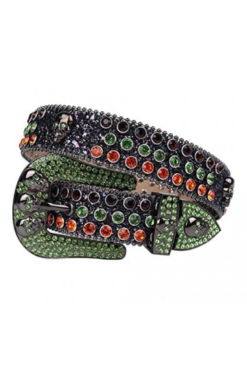 VIYASI Ceinture Femme, Ceintures de stratons de Strap en Diamant Ceinture cloutée Belt Length : 46 inch, Color : Green Color