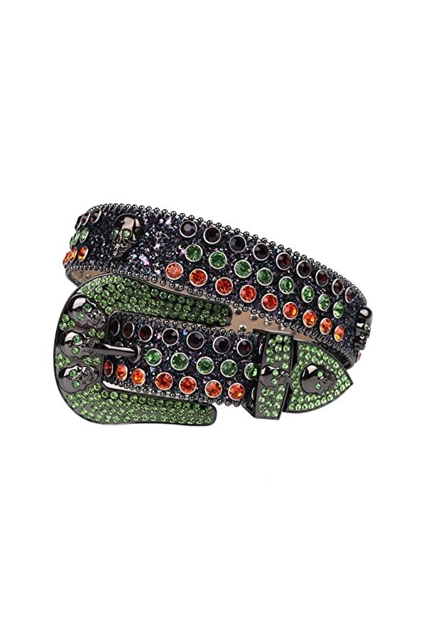 VIYASI Ceinture Femme, Ceintures de stratons de Strap en Diamant Ceinture cloutée Belt Length : 46 inch, Color : Green Color