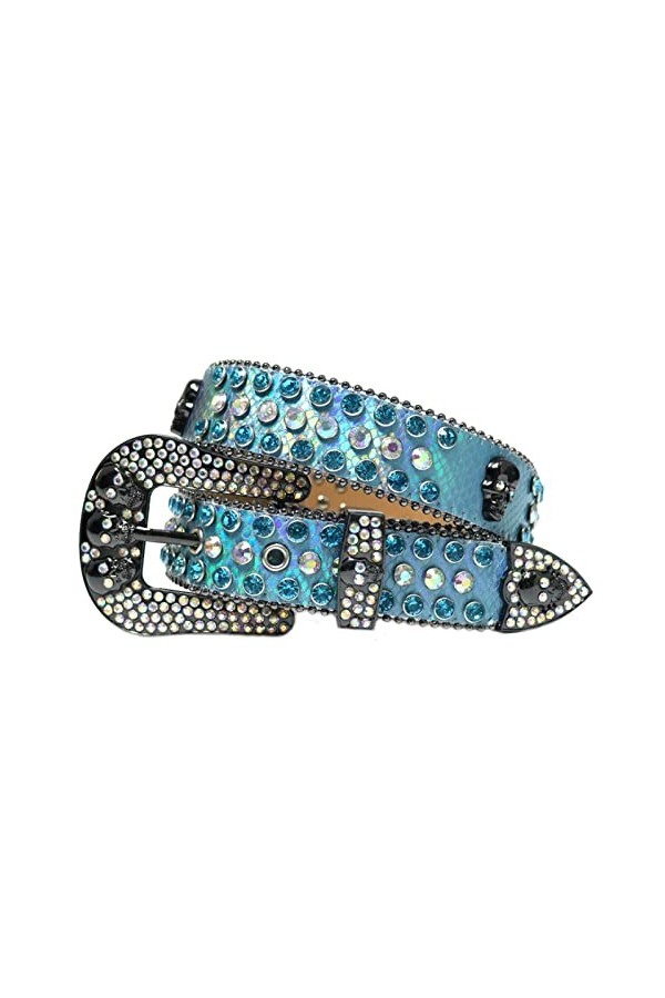 VIYASI Ceinture Femme, Ceintures de stratons de Strap en Diamant Ceinture cloutée Belt Length : 48 inch, Color : Lake Blue 
