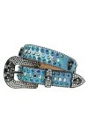 VIYASI Ceinture Femme, Ceintures de stratons de Strap en Diamant Ceinture cloutée Belt Length : 48 inch, Color : Lake Blue 