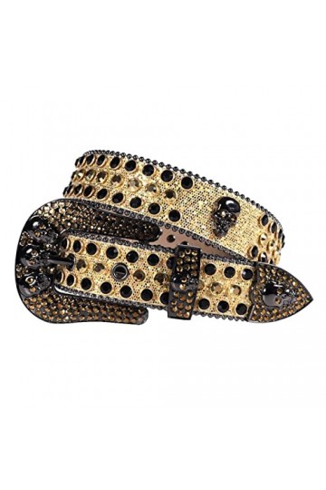 VIYASI Ceinture Femme, Ceintures de stratons de Strap en Diamant Ceinture cloutée Belt Length : 48 inch, Color : Gold 2 