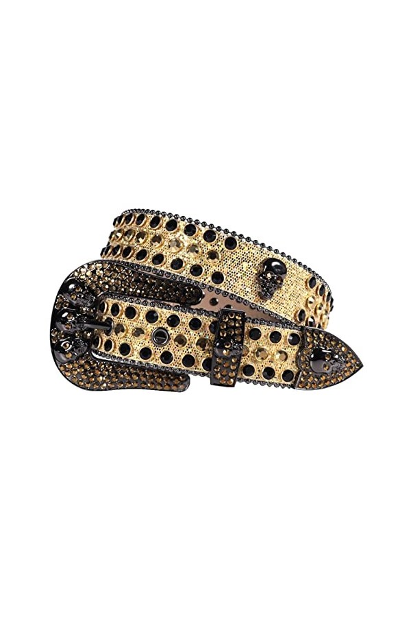 VIYASI Ceinture Femme, Ceintures de stratons de Strap en Diamant Ceinture cloutée Belt Length : 48 inch, Color : Gold 2 