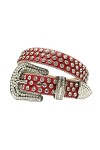 Haitpant Ceinture cloutée par diamant de ceinture de sangle occidentale de ceintures de strass de luxe, rouge/blanc, 38 inch