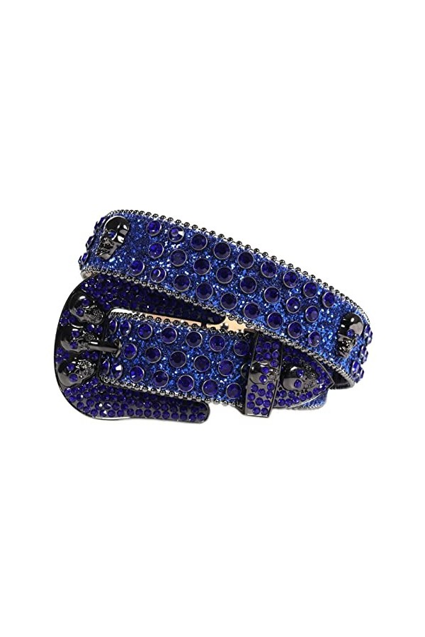 VIYASI Ceinture Femme, Ceintures de stratons de Strap en Diamant Ceinture cloutée Belt Length : 46 inch, Color : Blue 