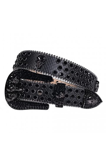 VIYASI Ceinture Femme, Ceintures de stratons de Strap en Diamant Ceinture cloutée Belt Length : 46 inch, Color : Black B 