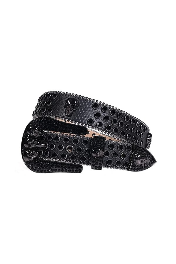 VIYASI Ceinture Femme, Ceintures de stratons de Strap en Diamant Ceinture cloutée Belt Length : 46 inch, Color : Black B