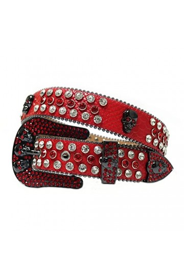 VIYASI Ceinture Femme, Ceintures de stratons de Strap en Diamant Ceinture cloutée Belt Length : 46 inch, Color : Red 