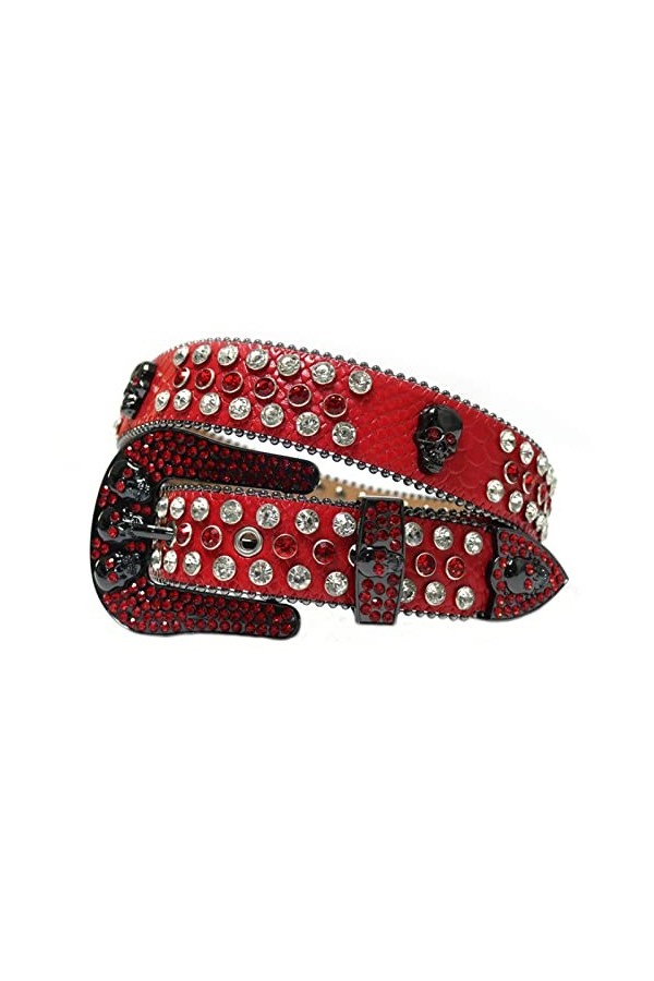 VIYASI Ceinture Femme, Ceintures de stratons de Strap en Diamant Ceinture cloutée Belt Length : 46 inch, Color : Red 