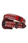 VIYASI Ceinture Femme, Ceintures de stratons de Strap en Diamant Ceinture cloutée Belt Length : 46 inch, Color : Red 
