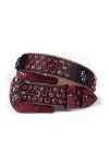 VIYASI Ceinture Femme, Ceintures de stratons de Strap en Diamant Ceinture cloutée Belt Length : 48 inch, Color : Black Red 