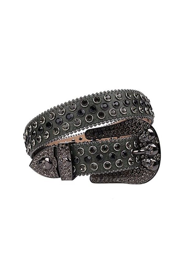 VIYASI Ceinture Femme, Ceintures de stratons de Strap en Diamant Ceinture cloutée Belt Length : 48 inch, Color : Dark Green 