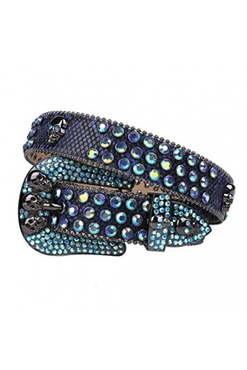 VIYASI Ceinture Femme, Ceintures de stratons de Strap en Diamant Ceinture cloutée Belt Length : 48 inch, Color : Black Blue 
