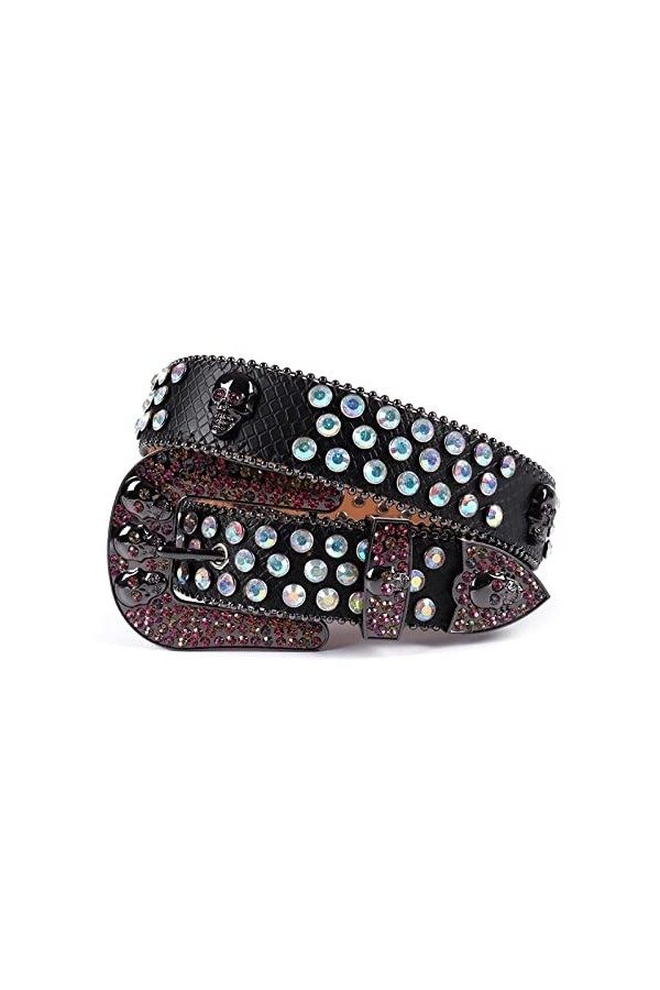 VIYASI Ceinture Femme, Ceintures de stratons de Strap en Diamant Ceinture cloutée Belt Length : 48 inch, Color : Black Color