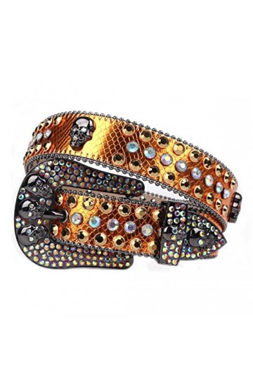 VIYASI Ceinture Femme, Ceintures de stratons de Strap en Diamant Ceinture cloutée Belt Length : 46 inch, Color : Gold 