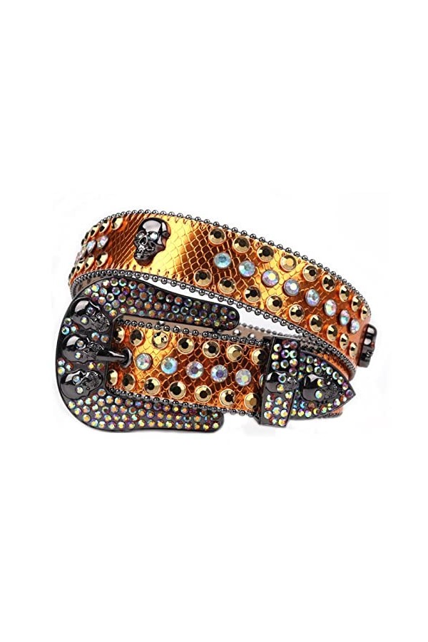 VIYASI Ceinture Femme, Ceintures de stratons de Strap en Diamant Ceinture cloutée Belt Length : 46 inch, Color : Gold 