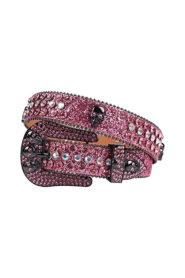 VIYASI Ceinture Femme, Ceintures de stratons de Strap en Diamant Ceinture cloutée Belt Length : 48 inch, Color : Rose 
