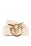 Pinko Love Berry Simply H4 Belt Vis Ceinture, Z14q_Blanc-Antique Gold, M Femme