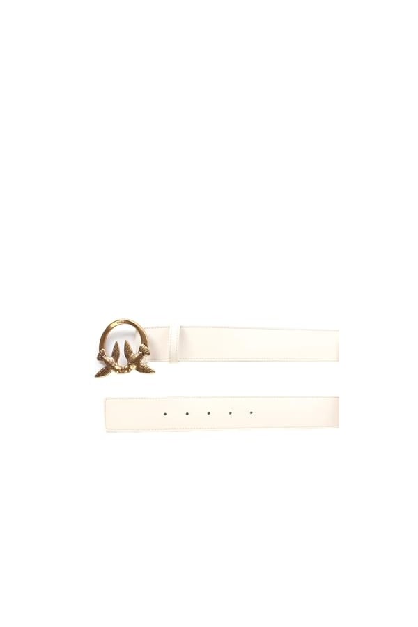 Pinko Love Berry Simply H4 Belt Vis Ceinture, Z14q_Blanc-Antique Gold, M Femme