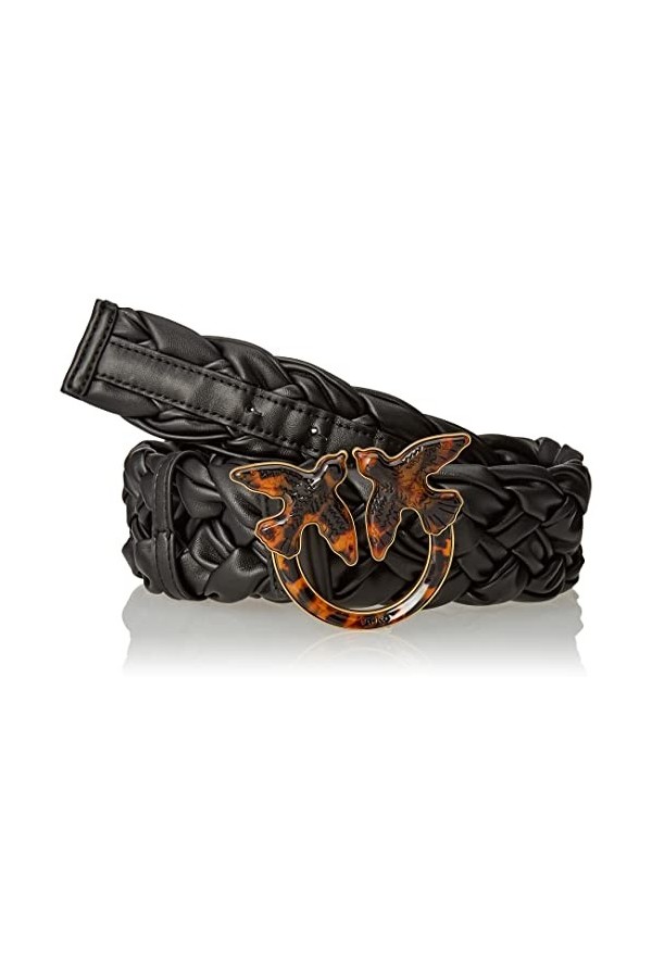 Pinko Love Weave Belt H4 SIMIL Nappa Ceinture, Z99t_Noir Limousine-Turtle, S Femme