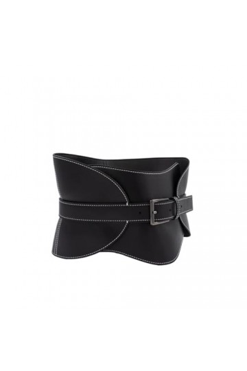 Ceinture large en cuir for femmes, joint de taille, boucle ardillon noire, mode, robe en cuir souple, ceinture décorative Si