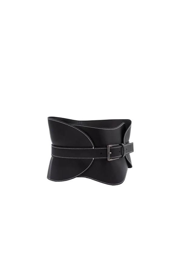 Ceinture large en cuir for femmes, joint de taille, boucle ardillon noire, mode, robe en cuir souple, ceinture décorative Si