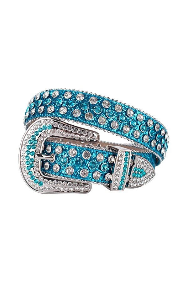 Boucle de ceinture rivetée en strass doré pour femme et homme