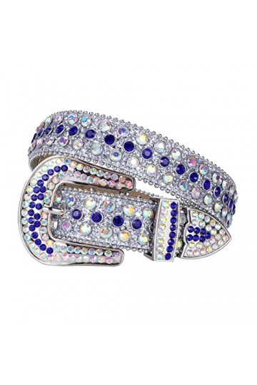 Ceinture strass diamant cristal rivets ceinture cowgirl cowboy pour femme homme sangle pour jeans, rouge/noir, 44 33-35inch 