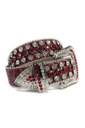 Ceintures de cowgirl à strass tendance pour femme avec sangle colorée cloutée, rouge, 48 37-39inch 