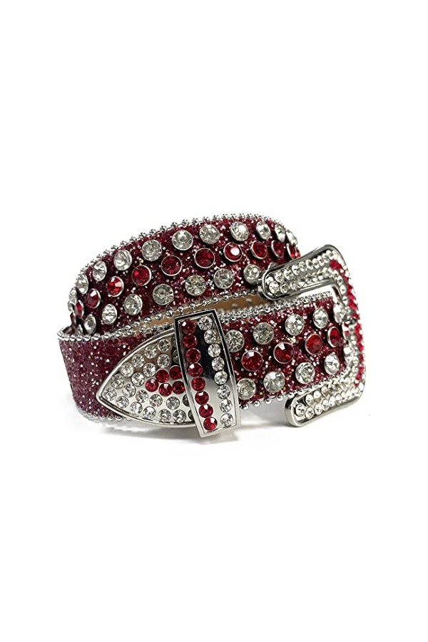 Ceintures de cowgirl à strass tendance pour femme avec sangle colorée cloutée, rouge, 48 37-39inch 