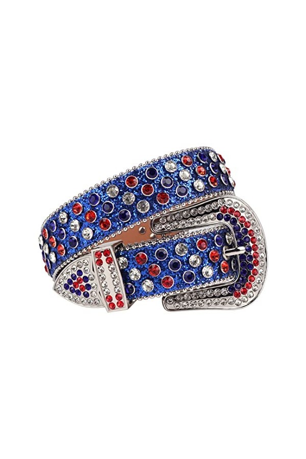 Sangle de luxe Western Strass Diamant Ceinture Sangle Sangle Hommes Femmes Cristal Coloré Décoratif Punk Ceintures