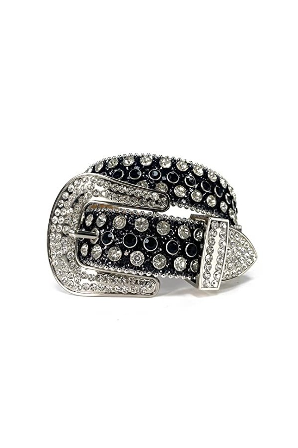 Ceintures en cuir strass pour femme avec boucle ardillon, sangle de cowgirl en diamant violet