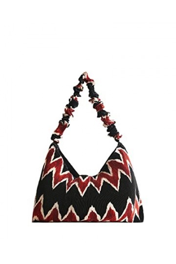 Desigual Bols_Zigzag Pleated Idome, Sac à bandoulière Femme, Noir, Taille Unique