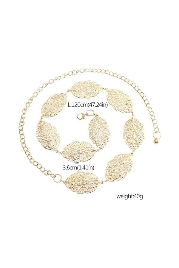 THYKL Ceinture à chaîne pour femme Taille haute Doré