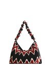 Desigual Bols_Zigzag Pleated Idome, Sac à bandoulière Femme, Noir, Taille Unique