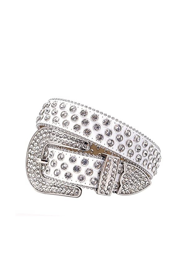 Ceinture en strass de luxe avec boucle en diamant pour homme et femme Noir