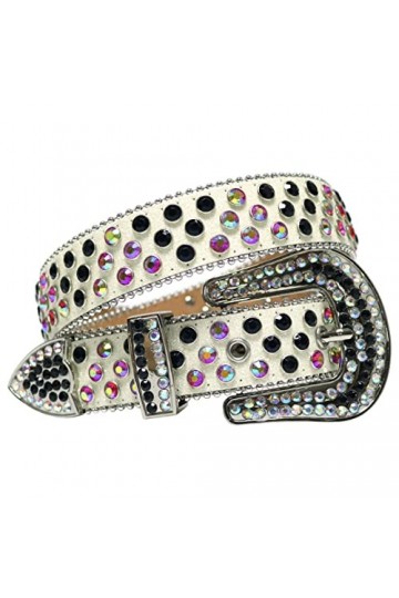 Wvapzxx Sangle de luxe Western Strass Diamant Ceinture Ceinture Hommes Femmes Cristal Coloré Punk Cowboy Ceinture, 2, 48 wais