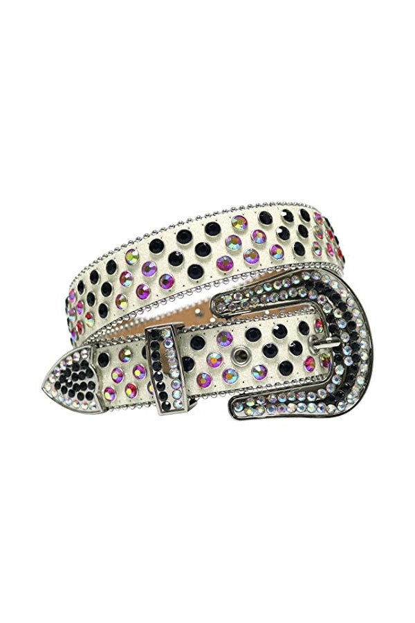 Wvapzxx Sangle de luxe Western Strass Diamant Ceinture Ceinture Hommes Femmes Cristal Coloré Punk Cowboy Ceinture, 2, 48 wais