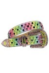 Wvapzxx Sangle de luxe Western Strass Diamant Ceinture Ceinture Hommes Femmes Cristal Coloré Punk Cowboy Ceinture, 2, 44 wais