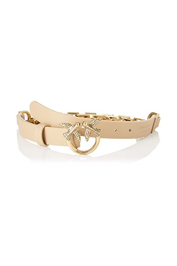 Pinko Love Day Chain H2 Belt Vitello Ceinture, D28Q_Beige Safari-Antique Gold, L Femme
