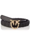 Pinko Love Ruffle H2 Belt Sheep Napp Ceinture, Z99q_Noir-Antique Gold, XS Femme