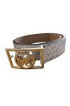 Womens Rectangle MK Gold Tone Buckle Belt, Vanilla, XL