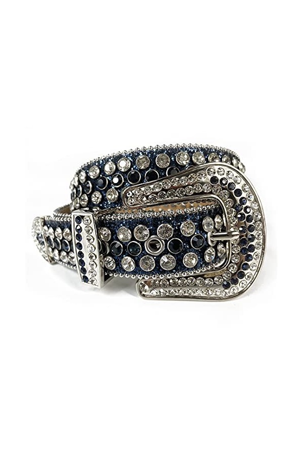 Ceinture Western avec strass et boucle ardillon pour homme et femme - Pour jeans - Doré - 111,8 cm