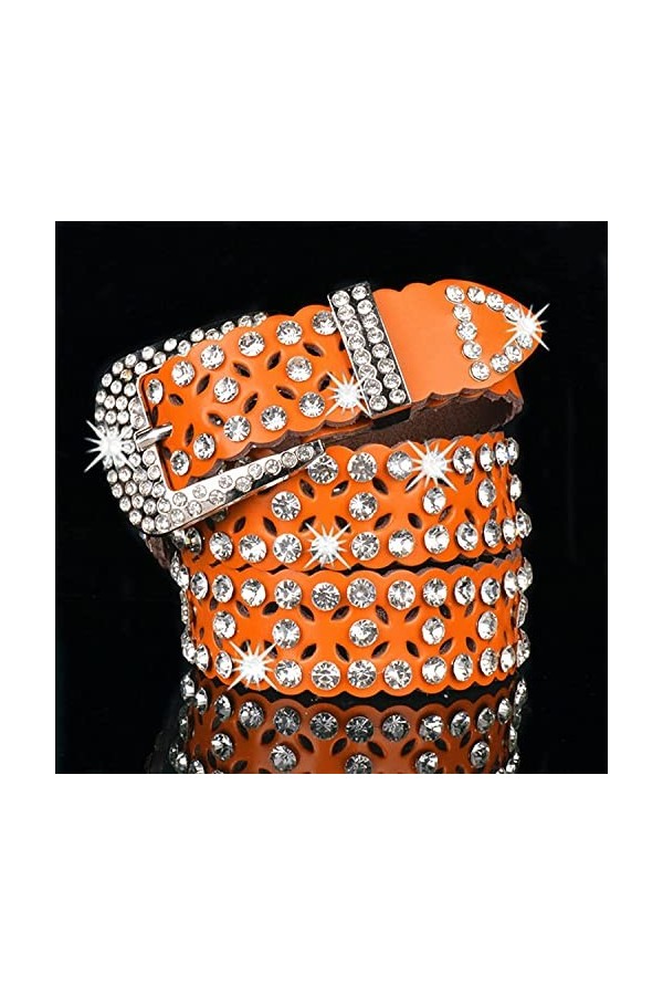 TAHALI Ceinture en Cuir pour Femme incrustée de Strass Creux, Ceinture, Jupe, Ceinture pour Jeunes, Ceinture en Strass pour F