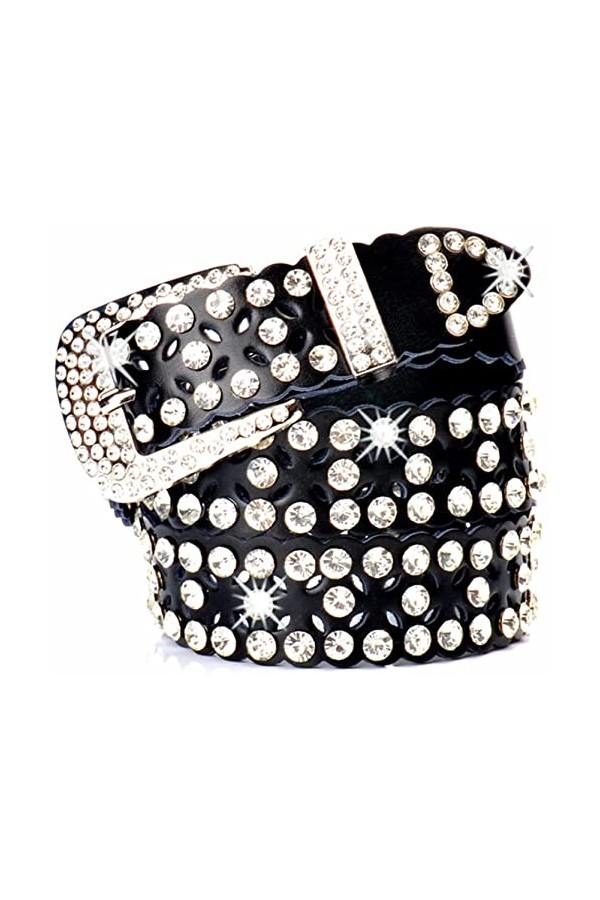 TAHALI Ceinture en Cuir pour Femme incrustée de Strass Creux, Ceinture, Jupe, Ceinture pour Jeunes, Ceinture en Strass pour F