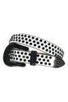 Haitpant Ceintures de luxe violet diamant large boucle ceinture pour femmes hommes strass ceintures pour jeans, noir/blanc, 4