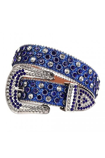 Haitpant Ceinture de luxe avec strass pour femme et homme - Ceinture cloutée en diamant - Cowgirl - Jean, bleu, 44 inch